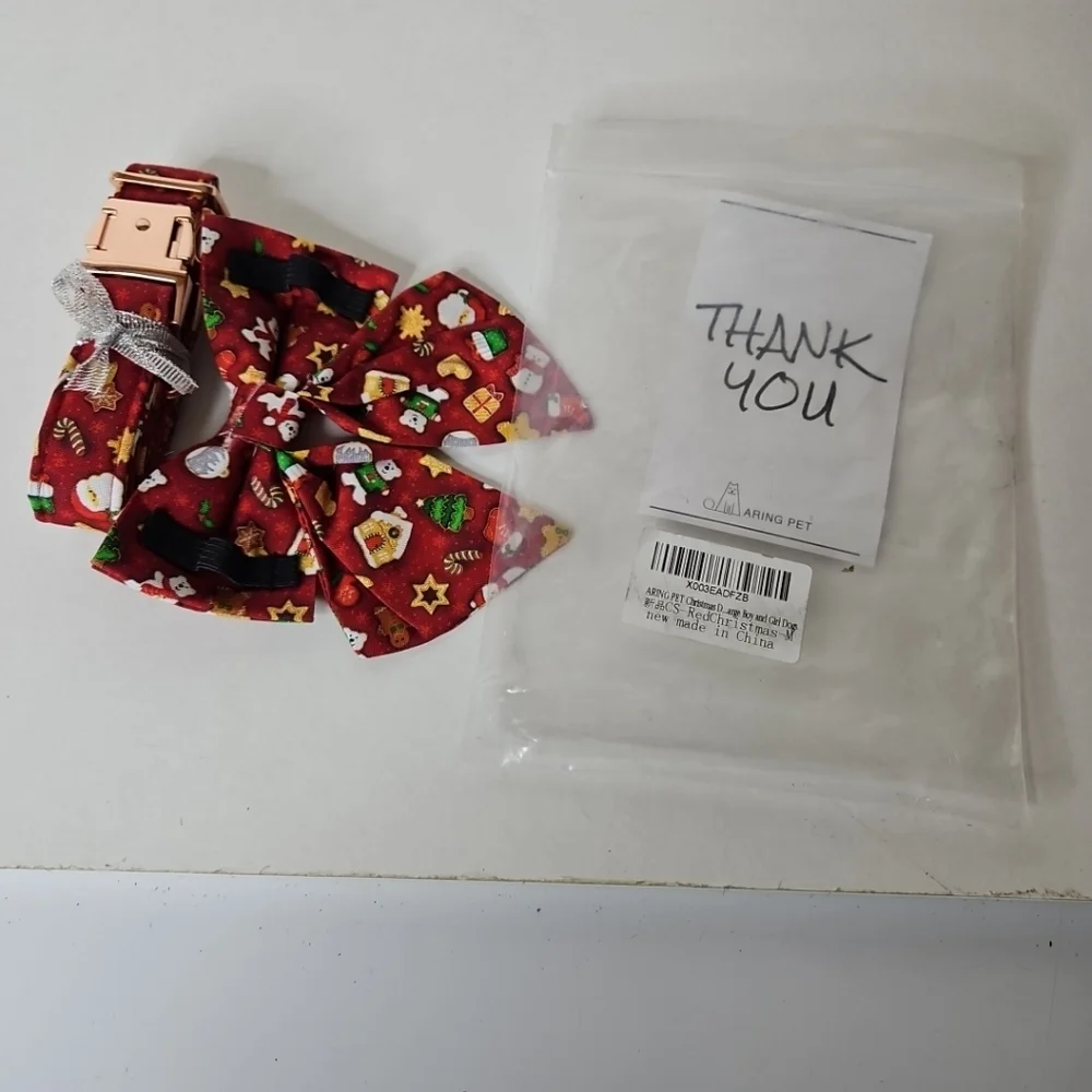 Aring Pet Dog Christmas Theme Cute Collar Collar With Bow Chic Petcore Size M